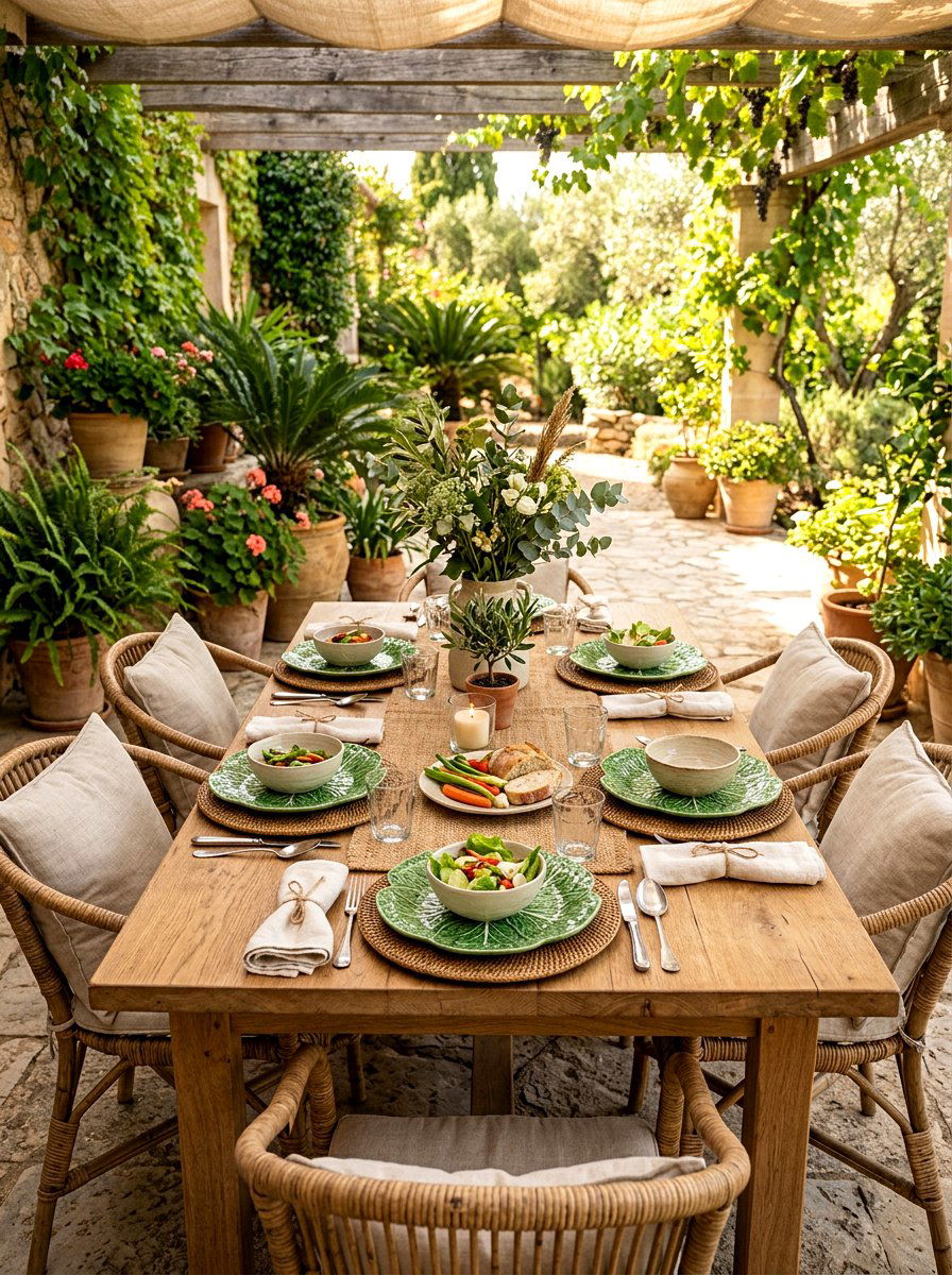 Rattan And Lettuce Plate Combo - 30 lettuce plate dining ideas