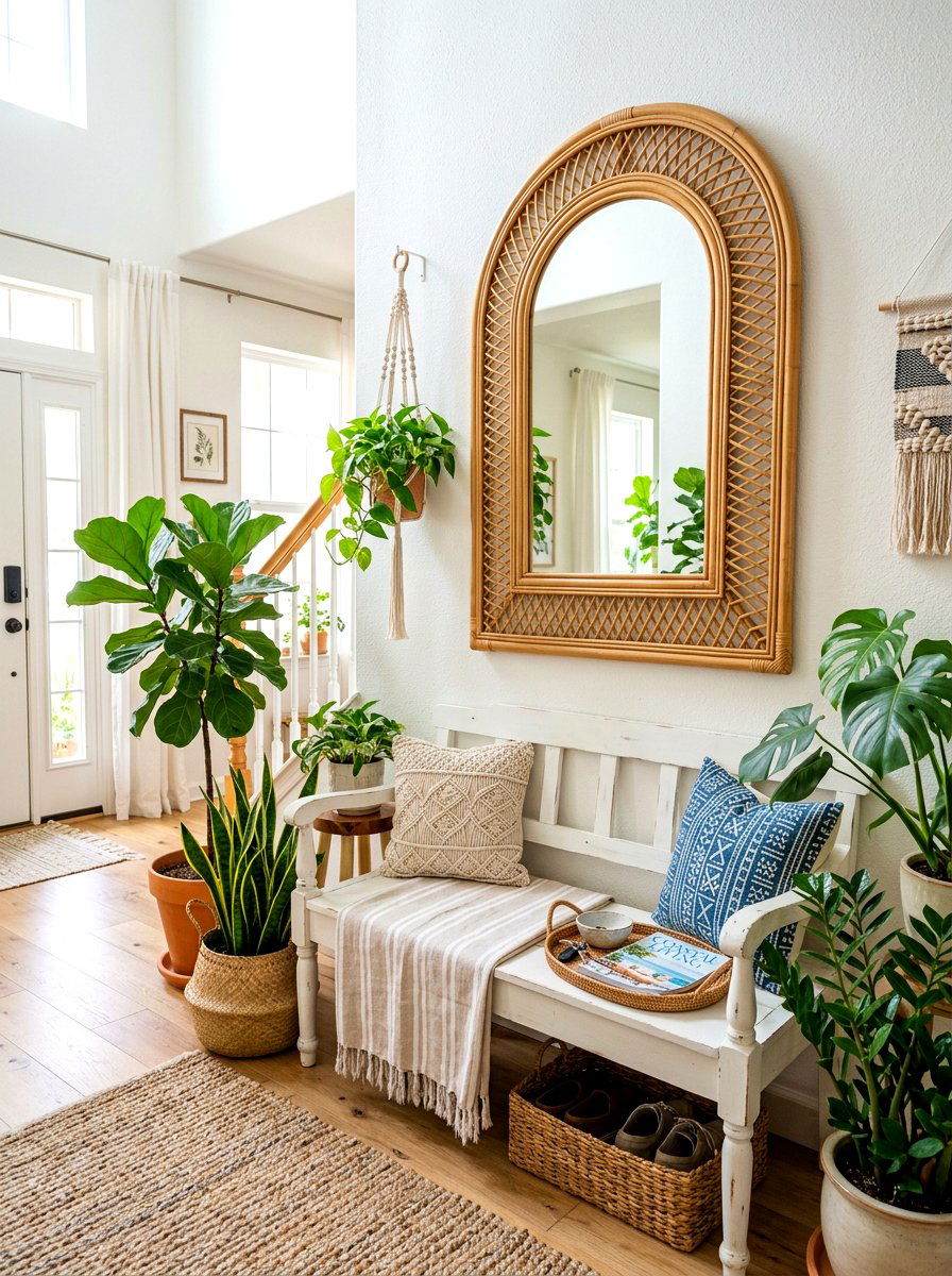 Rattan Arched Mirror Foyer - 30 arched foyer mirror ideas