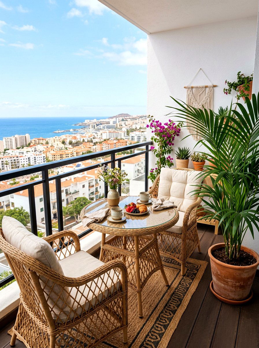 Rattan Balcony Breakfast Set - 30 balcony breakfast table ideas