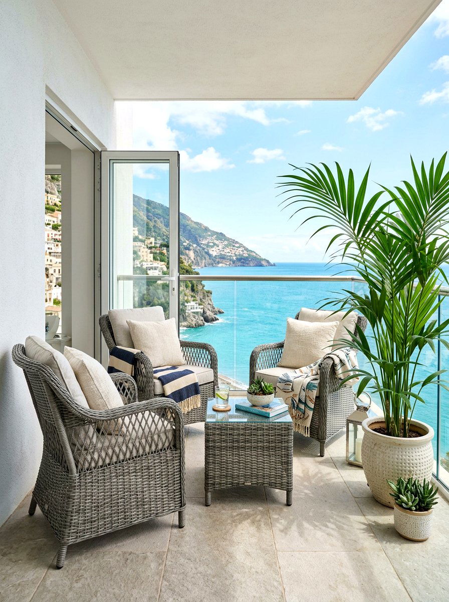 Rattan Balcony Set - 30 tiny balcony seating ideas