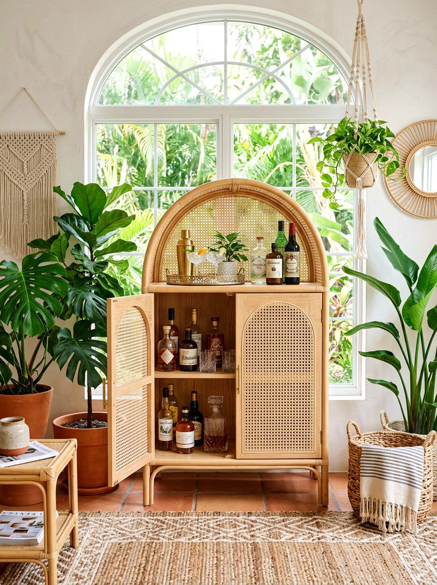 Rattan Bar Cabinet - 30 home aperitif corner ideas