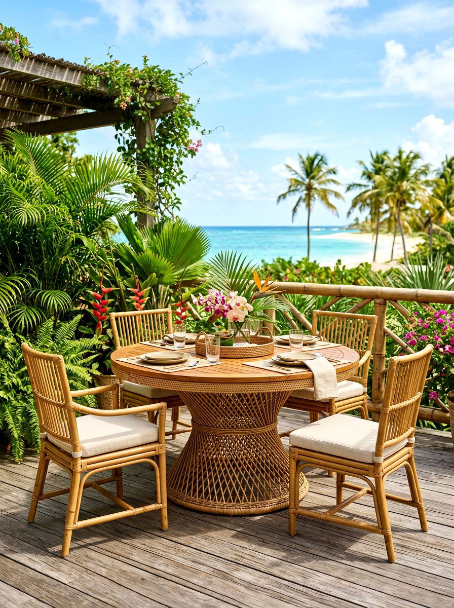 Rattan Base Skirted Table - 30 porch skirted table ideas