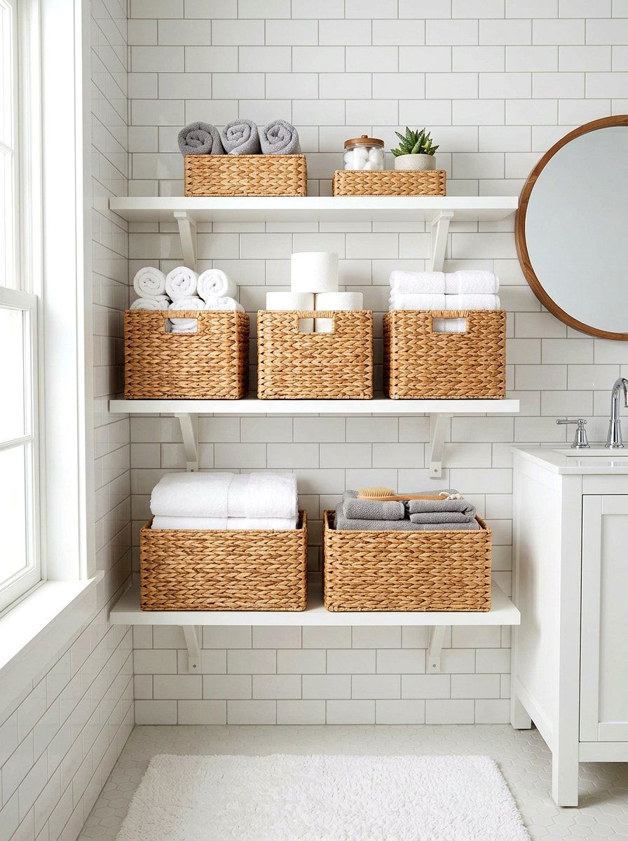 Rattan Bathroom Storage Basket - 30 eco bathroom ideas