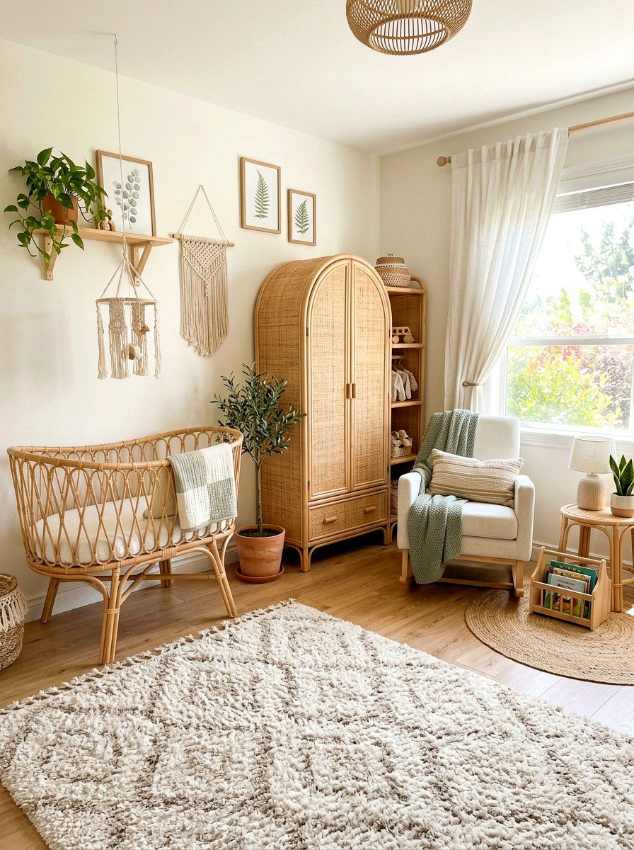 Rattan Bohemian Nursery - 30 quiet luxury nursery ideas