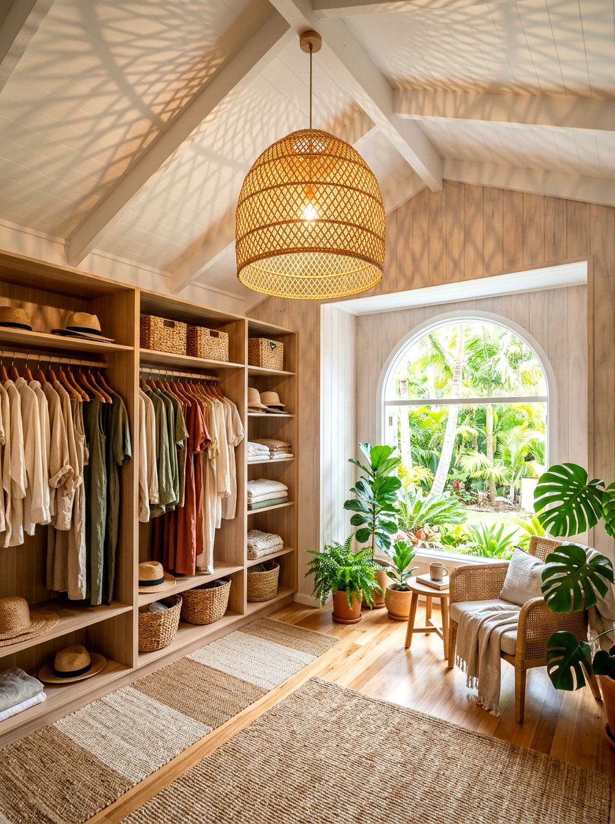 Rattan Boho Chandelier - 30 closet chandelier ideas