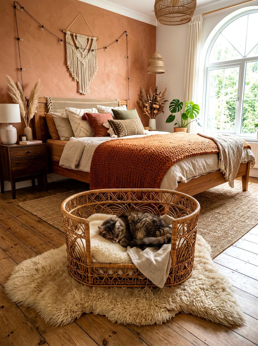 Rattan Cat Basket - 30 pet basket styling ideas