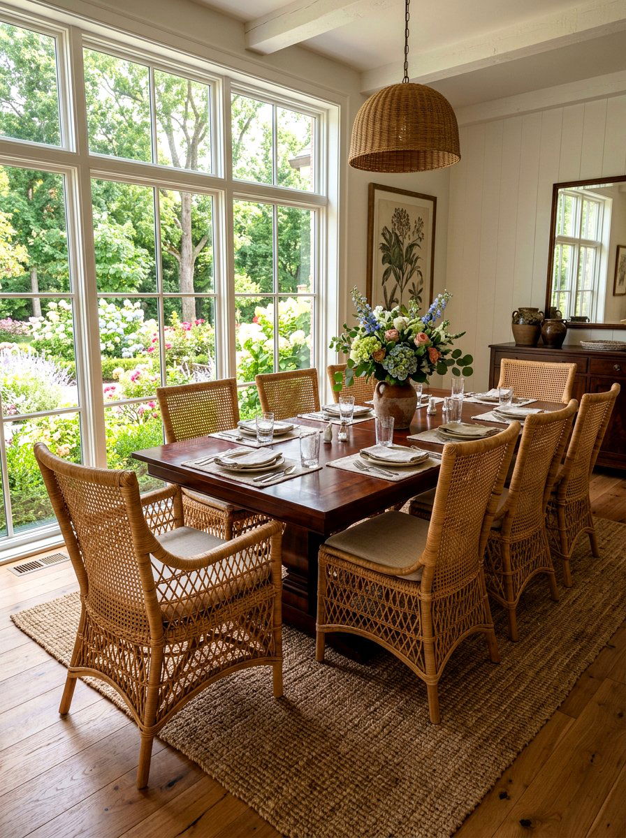 Rattan Chair Dining Room - 30 grandmillennial decor ideas