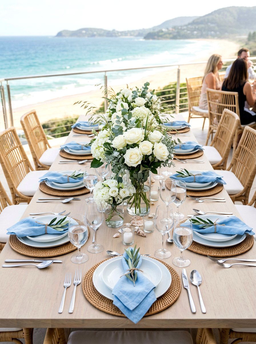 Rattan Charger Plate - 30 coastal table decor ideas