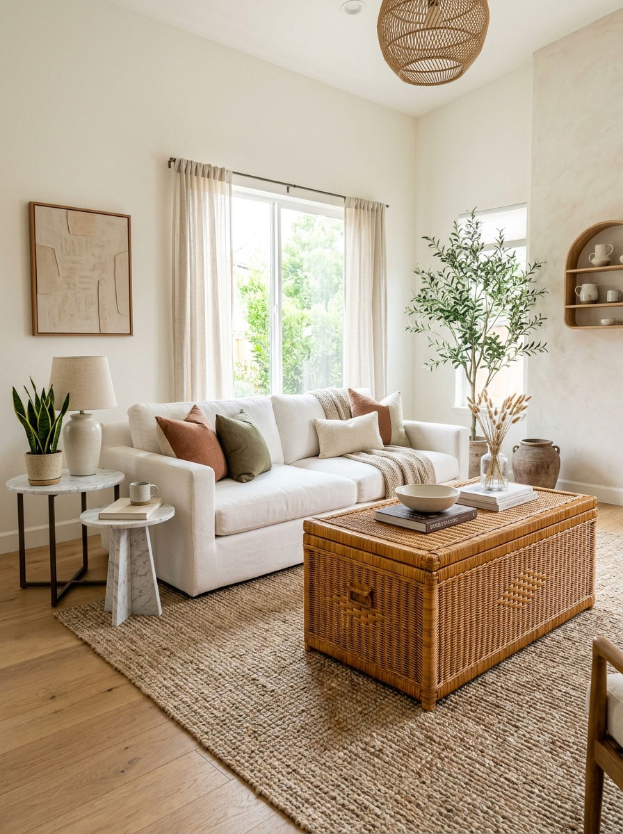 Rattan Coffee Trunk - 30 trunk coffee table ideas