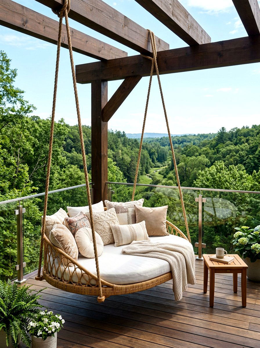 Rattan Daybed Swing - 30 patio date night ideas
