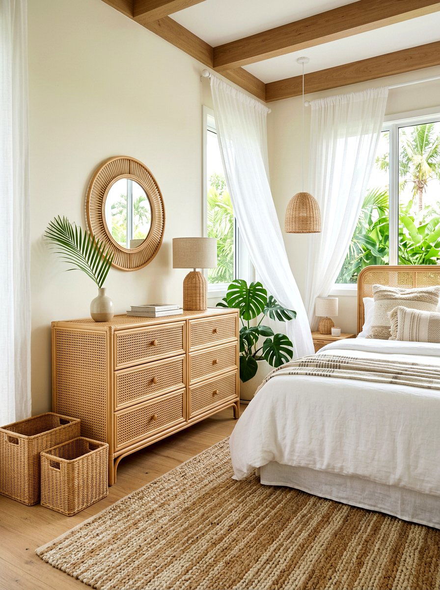 Rattan Dresser - 30 guest room dresser ideas