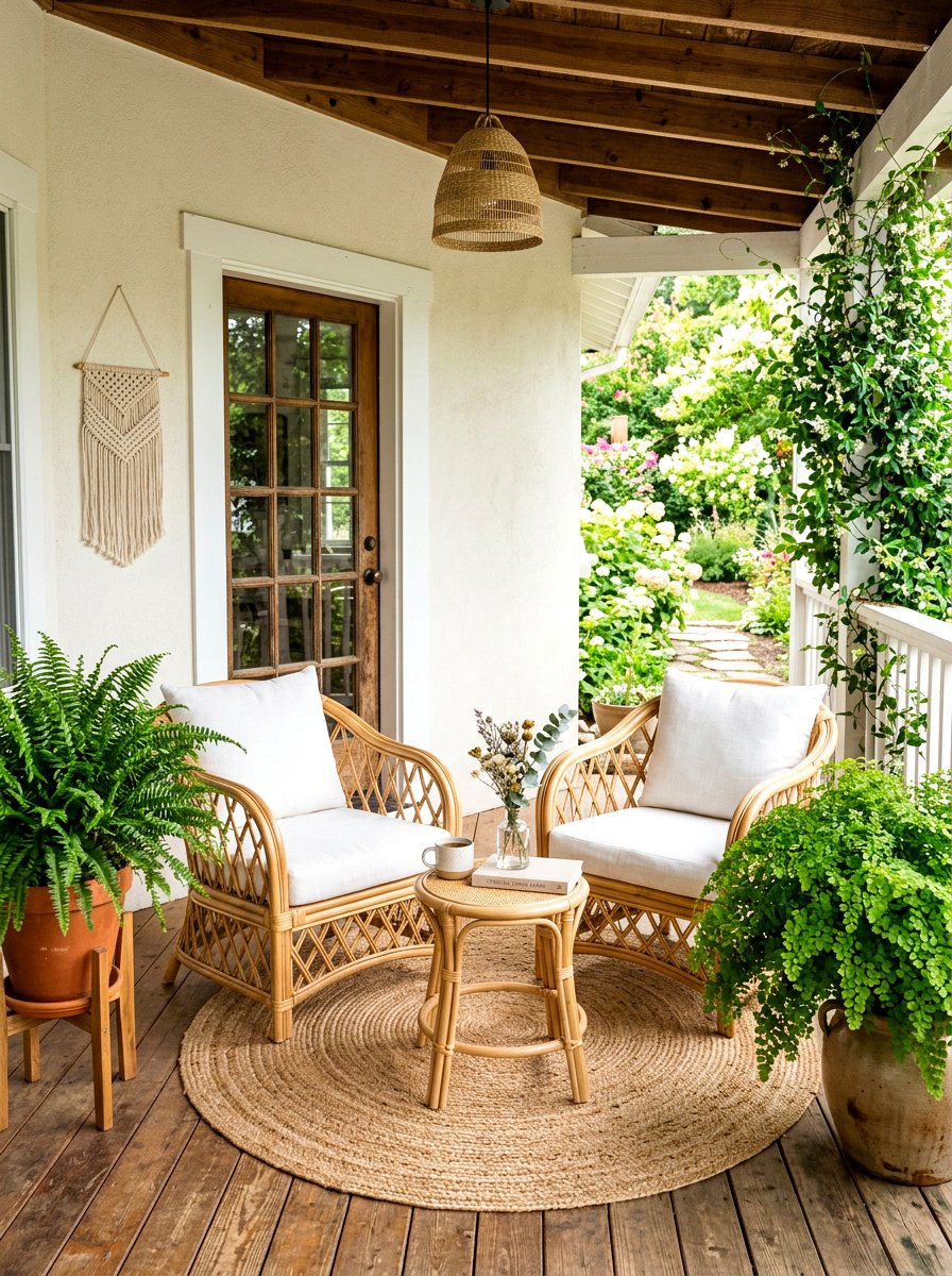 Rattan Entry Furniture - 30 spring front entry ideas