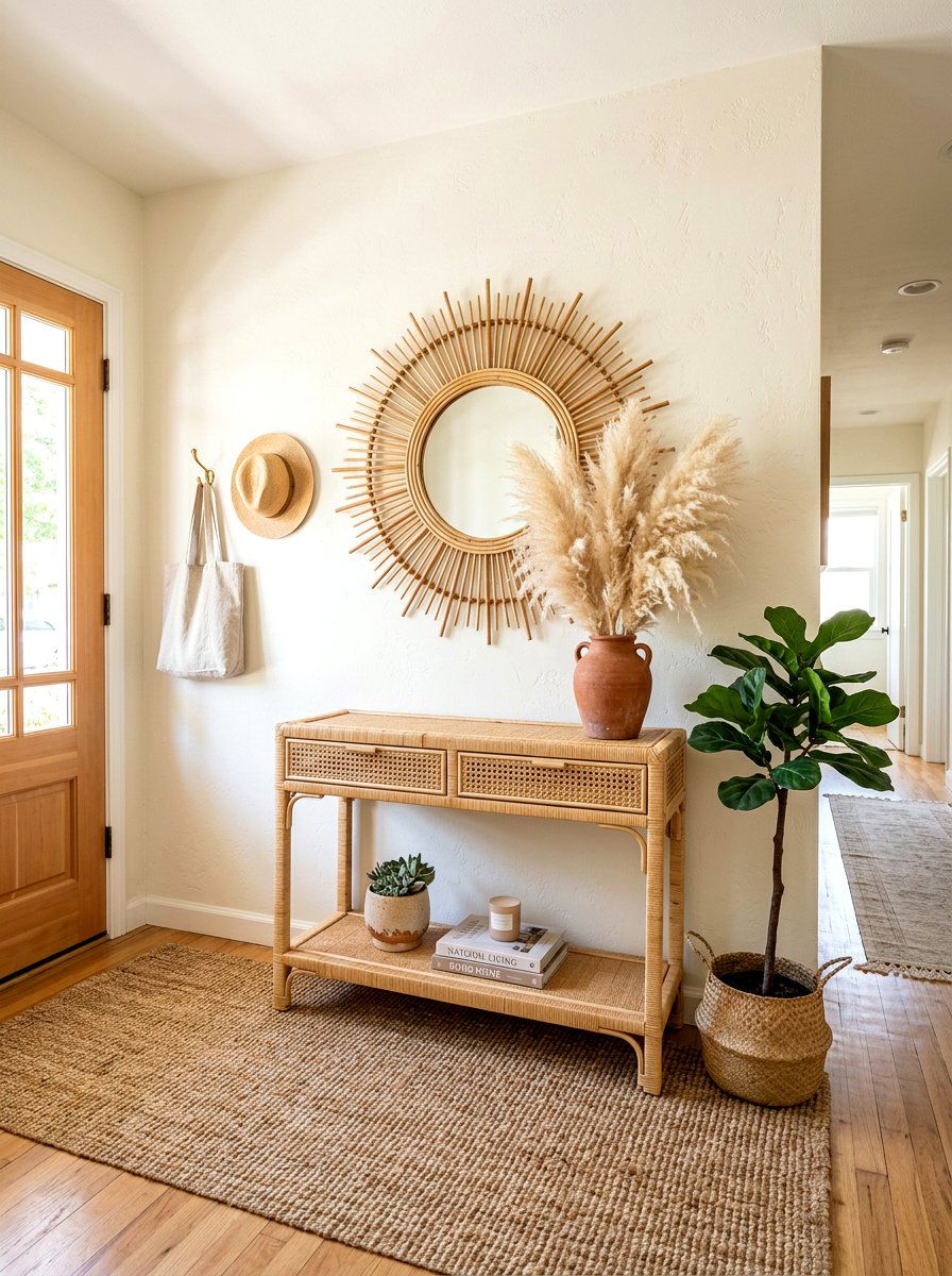 Rattan Entry Table - 30 small foyer table ideas