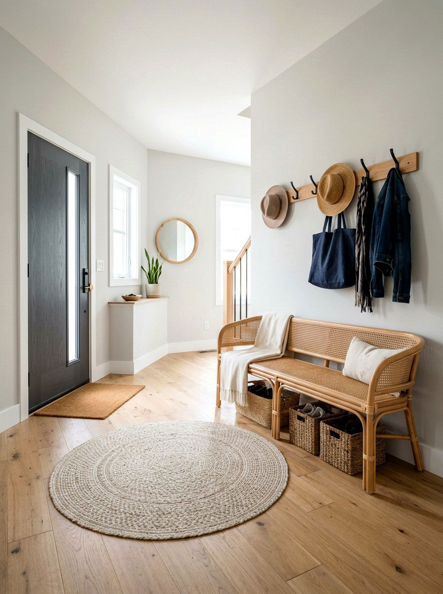 Rattan Entryway Bench - 30 rattan decor ideas