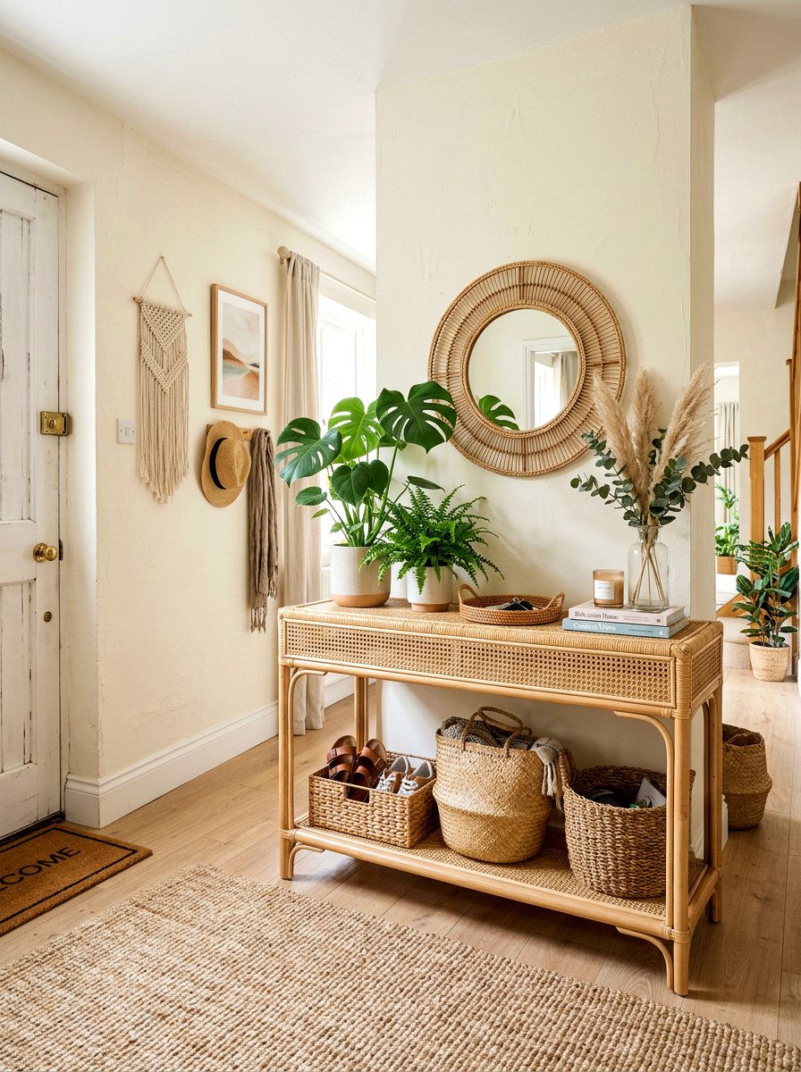 Rattan Entryway Table - 30 front hall console ideas