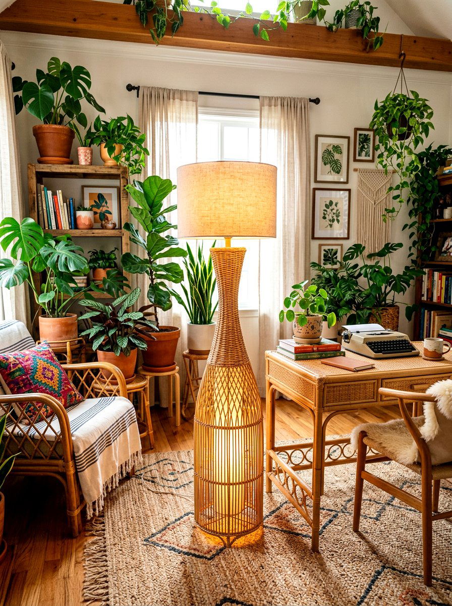 Rattan Floor Lamp - 30 office floor lamp ideas