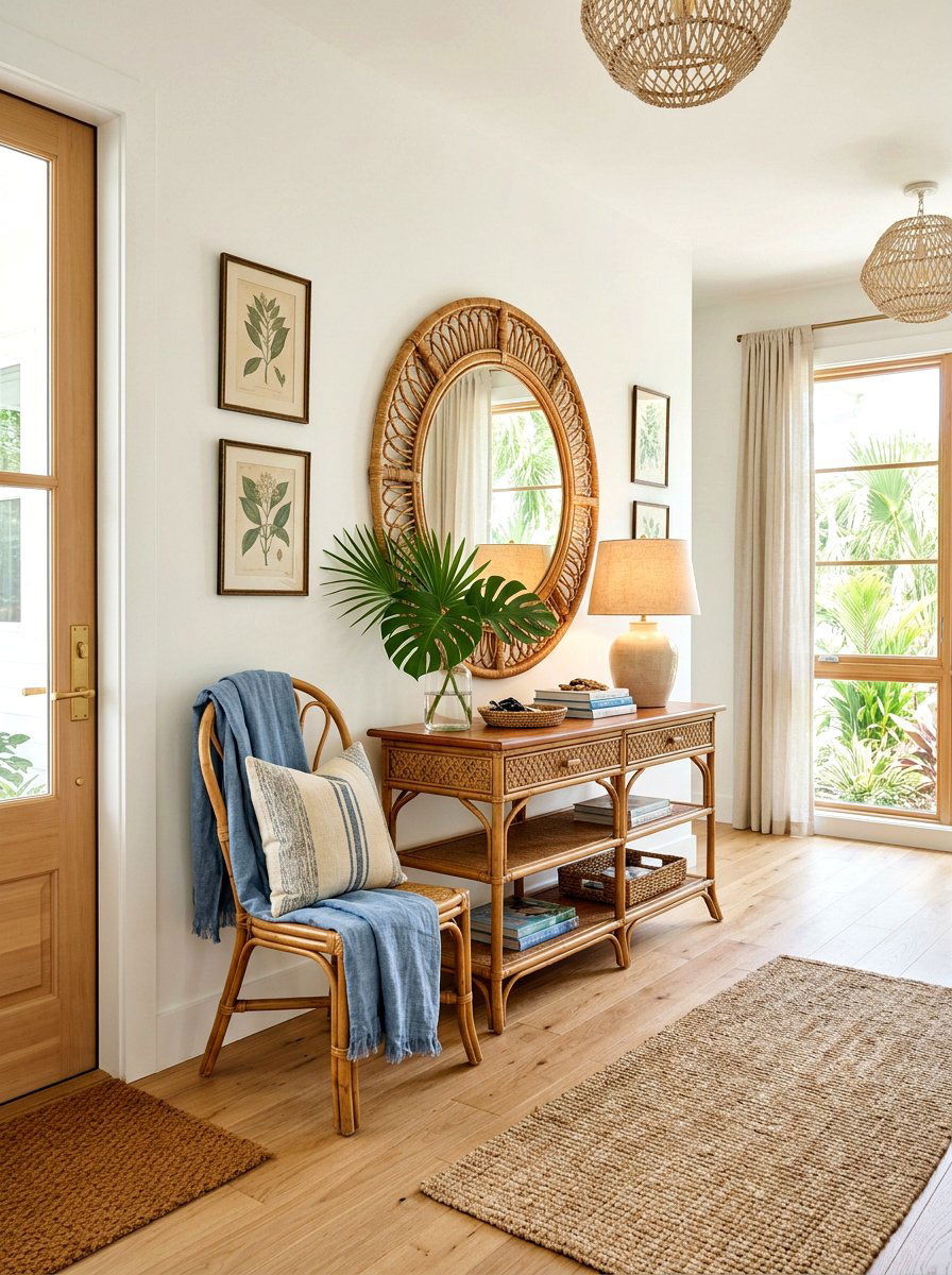 Rattan Foyer Furniture - 30 coastal entryway ideas