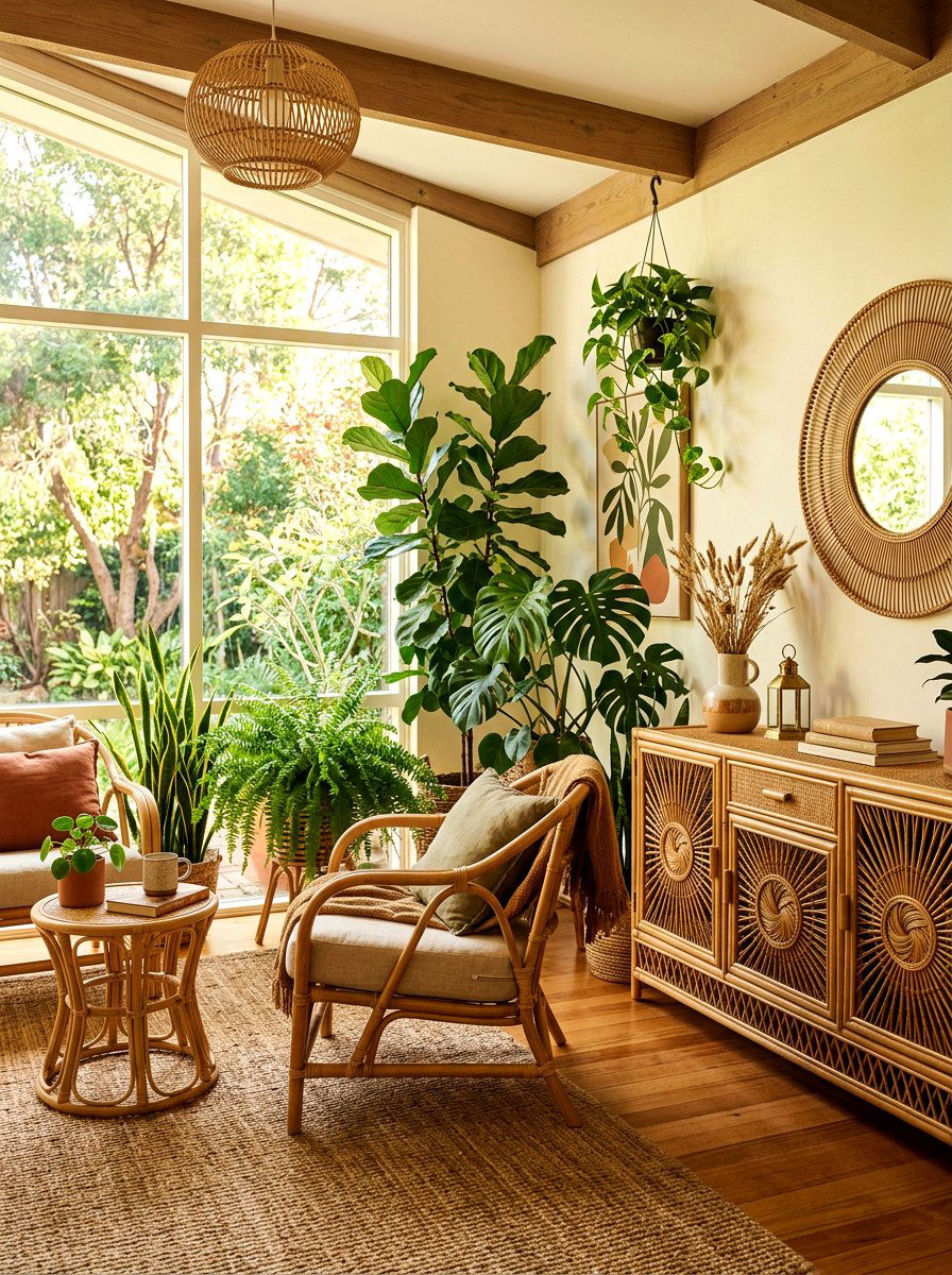 Rattan Furniture - 30 layered texture living room ideas