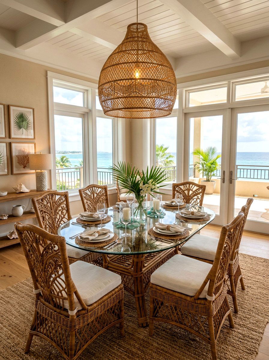 Rattan Furniture Dining Space - 30 coastal dining room ideas