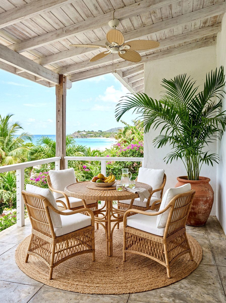 Rattan Furniture Nook - 30 covered patio breakfast nook ideas