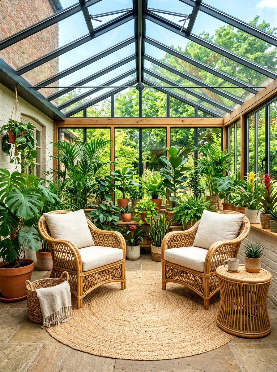 Rattan Furniture Sunroom - 30 biophilic interior design ideas
