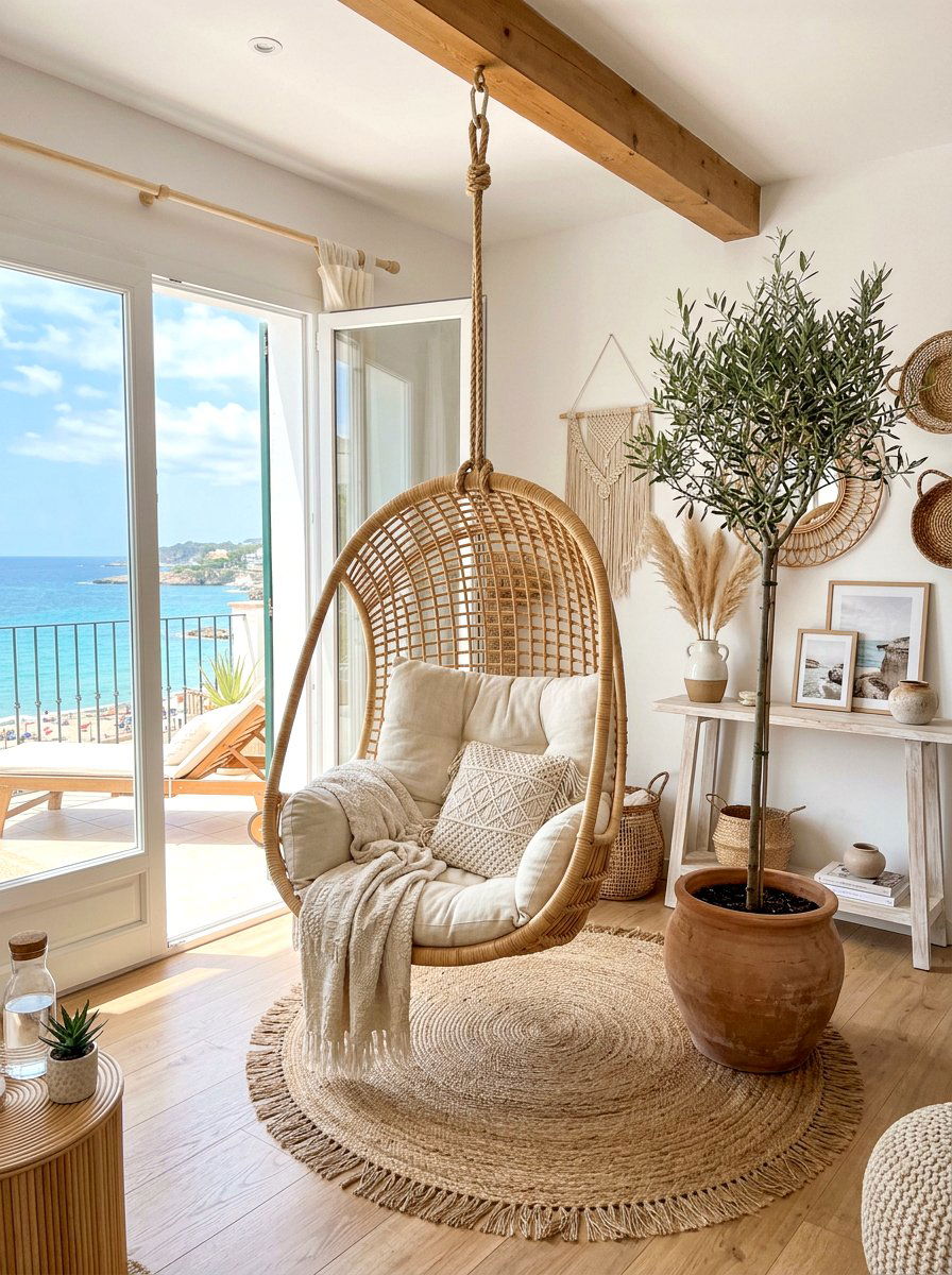 Rattan Hanging Egg Chair - 30 cozy cocoon chair ideas
