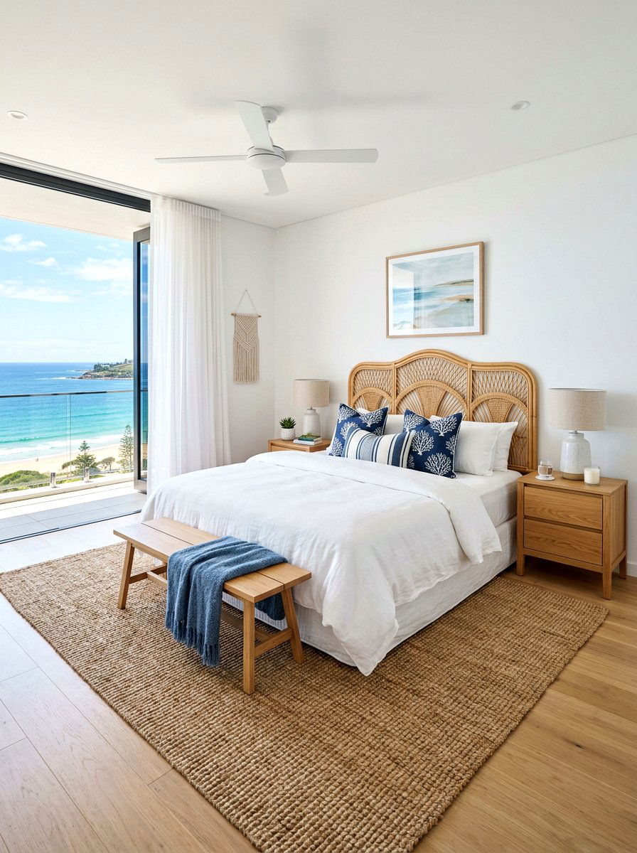 Rattan Headboard - 30 Hamptons bedroom ideas