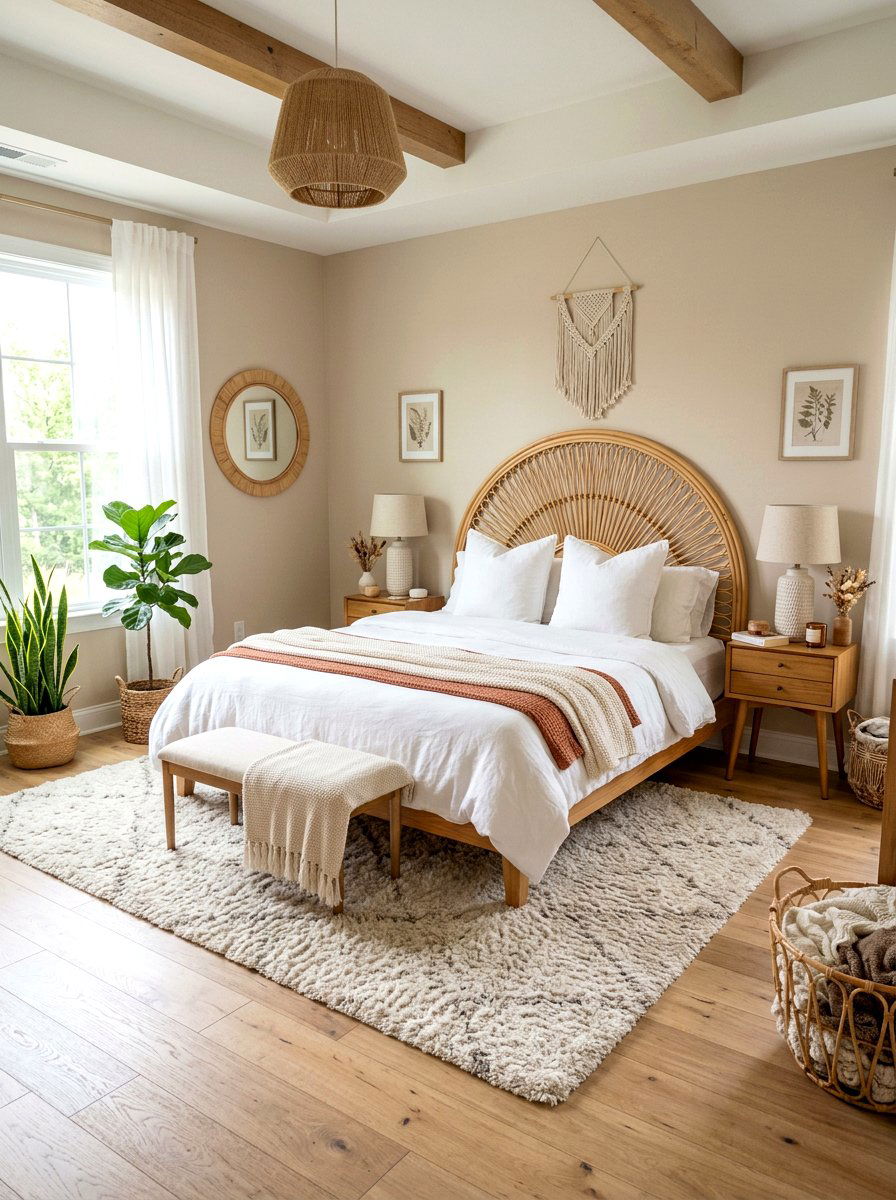 Rattan Headboard - 30 rattan decor ideas