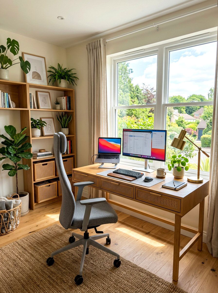 Rattan Home Office Desk - 30 rattan decor ideas