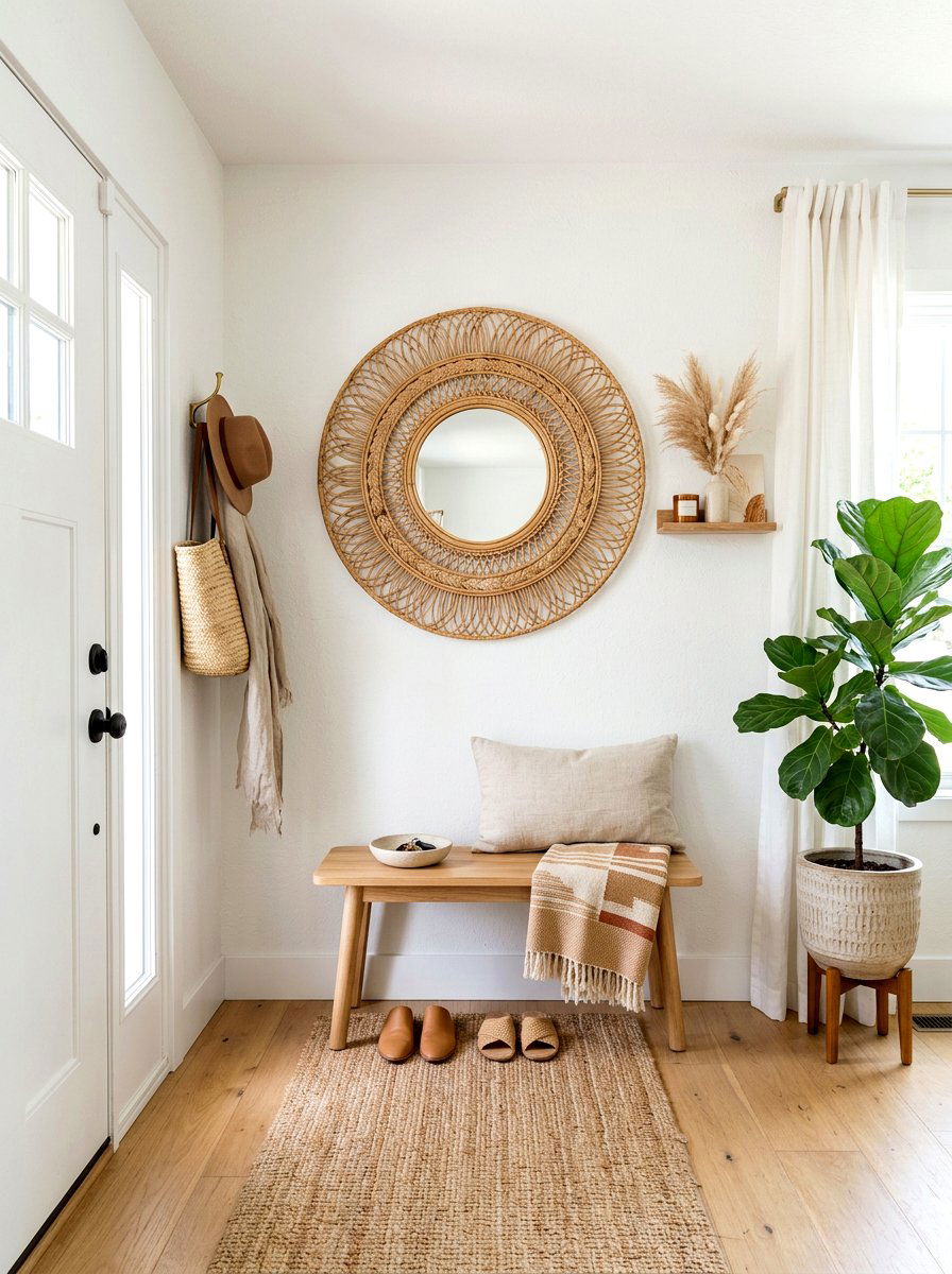 Rattan Mirror - 30 natural fiber decor ideas
