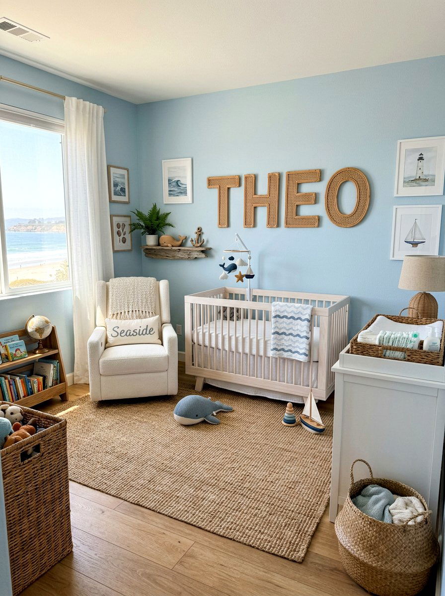 Rattan Name Letters - 30 nursery name wall ideas