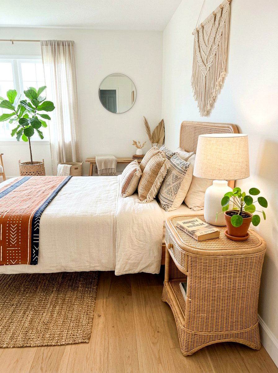 Rattan Nightstand - 30 natural fiber decor ideas