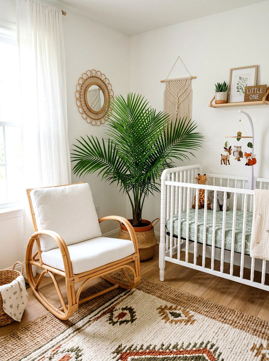 Rattan Nursery Chair - 30 crib corner styling ideas