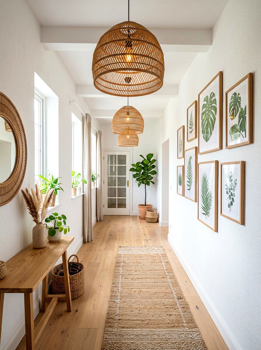 Rattan Pendant Light - 30 hallway lighting ideas