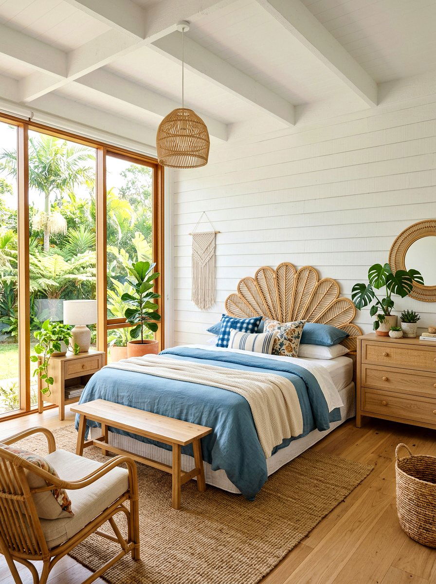 Rattan Scalloped Headboard - 30 scalloped headboard ideas