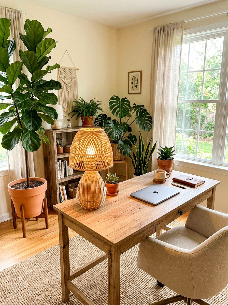 Rattan Shade Table Lamp Office - 30 lamp lit office ideas