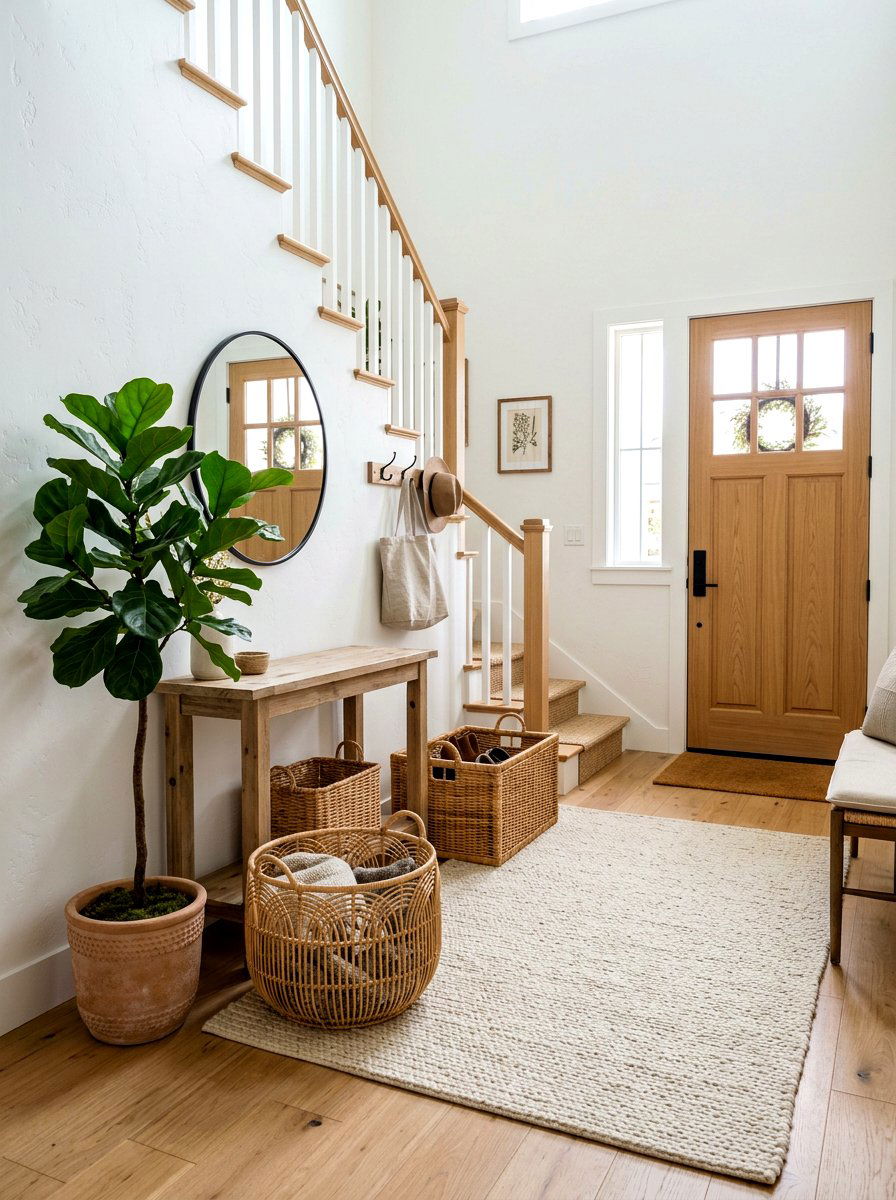 Rattan Storage Basket - 30 Hamptons entryway ideas