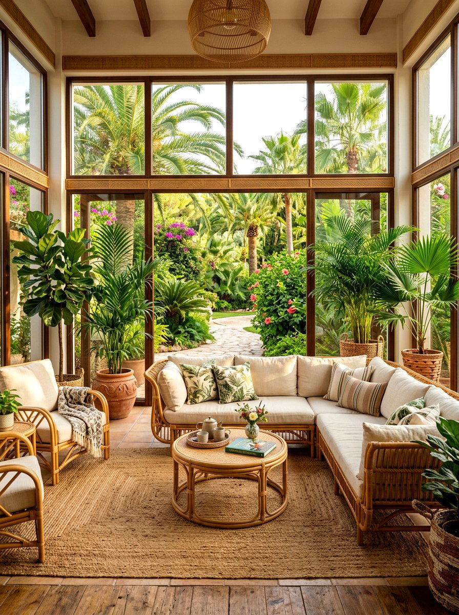 Rattan Sunroom - 30 summer house decor ideas viral