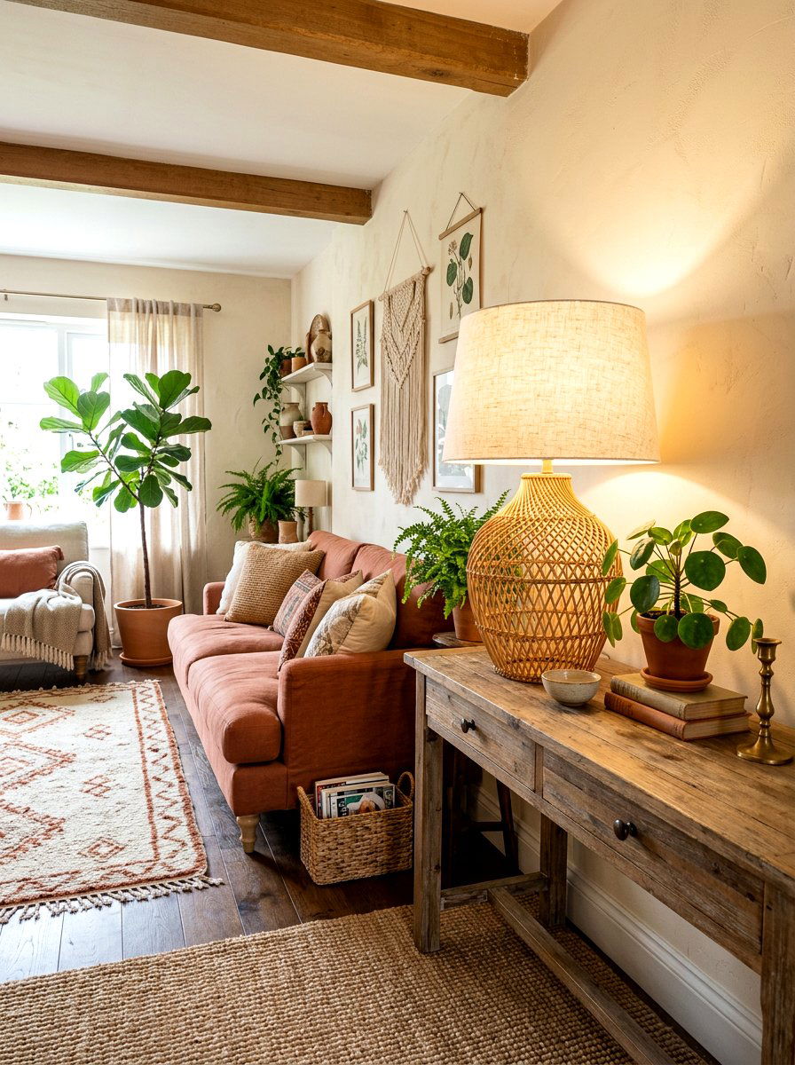 Rattan Table Lamp - 30 soft lamp lighting ideas