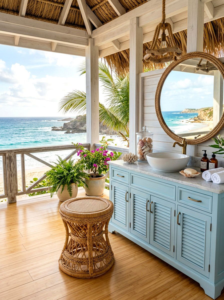 Rattan Vanity Stool - 30 vanity stool bathroom ideas
