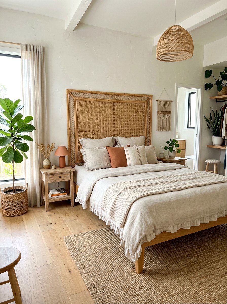 Rattan Wall Frame - 30 headboard wall ideas