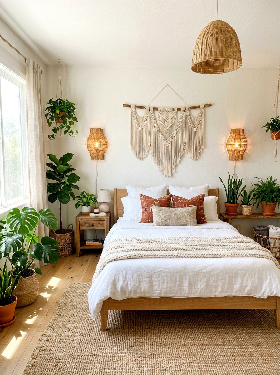 Rattan Wall Sconce - 30 bedside wall sconce ideas