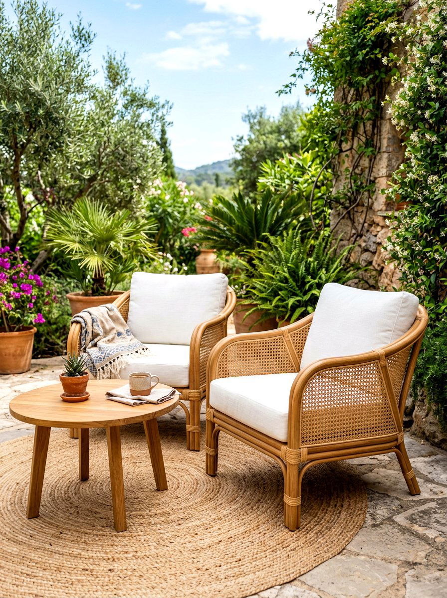 Rattan and wood armchair - 30 wooden patio furniture ideas