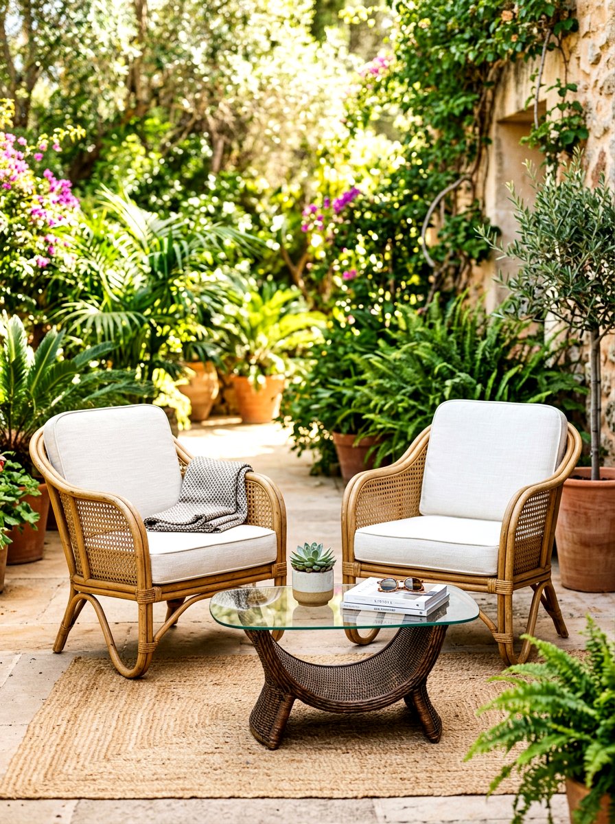 Rattan armchair - 30 front porch seating ideas
