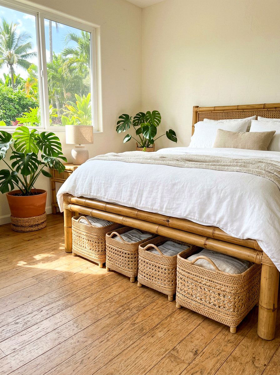 Rattan baskets - 30 under bed storage aesthetic ideas