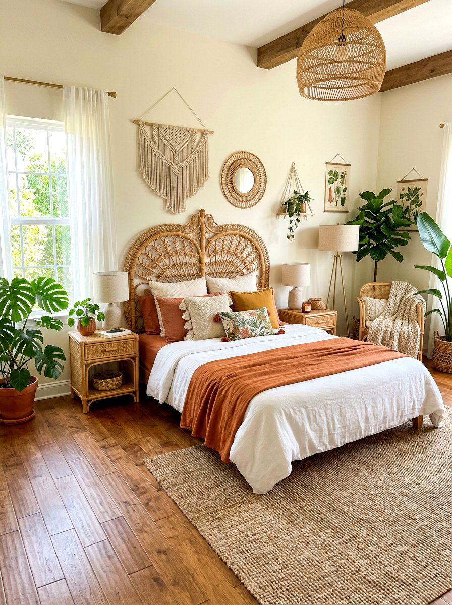 Rattan bedroom furniture - 30 earthy bedroom ideas