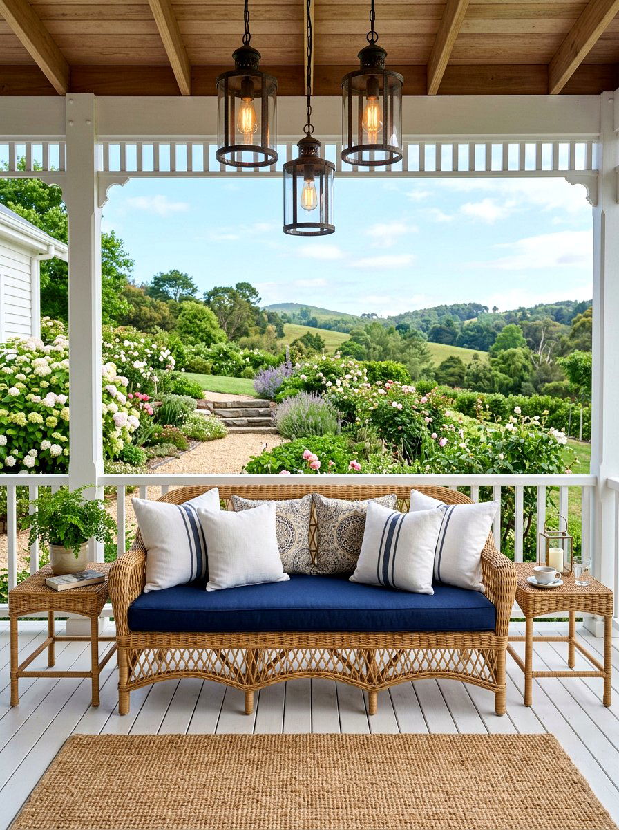Rattan bench seat porch - 30 rattan porch lounge ideas