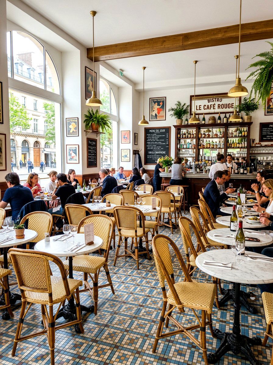 Rattan bistro seating - 30 boutique restaurant dining ideas