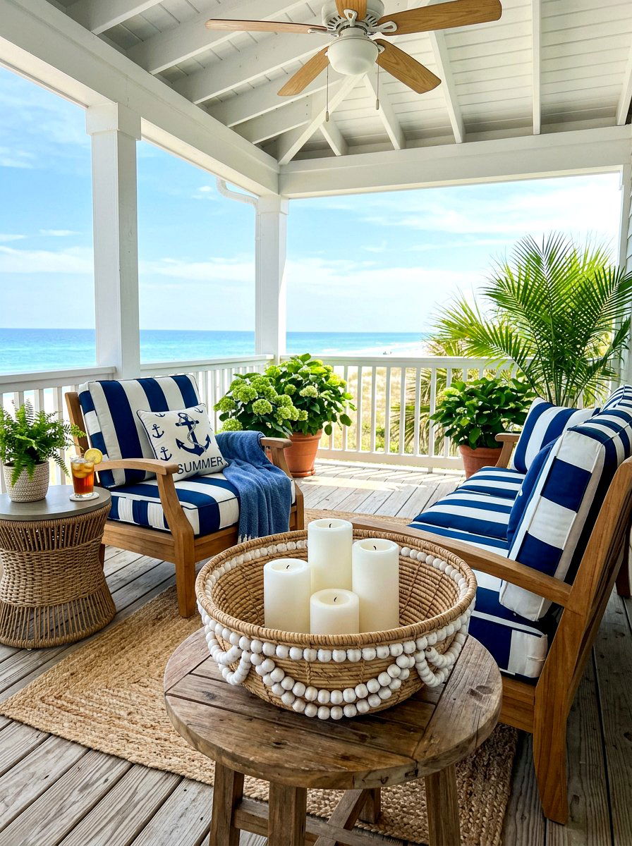 Rattan bowl with white candles - 30 candle bowl centerpiece ideas