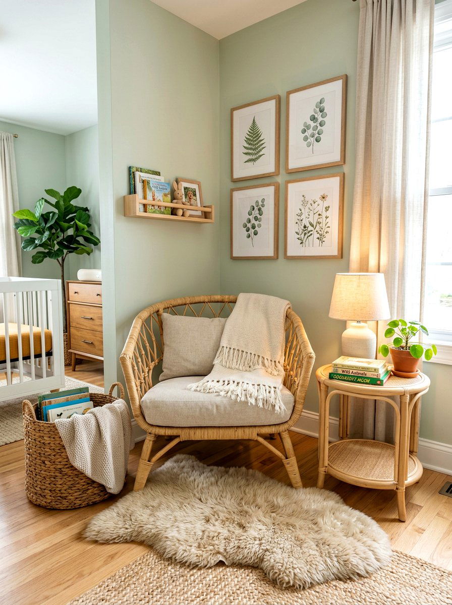Rattan chair nursery reading corner - 30 nursery reading corner ideas
